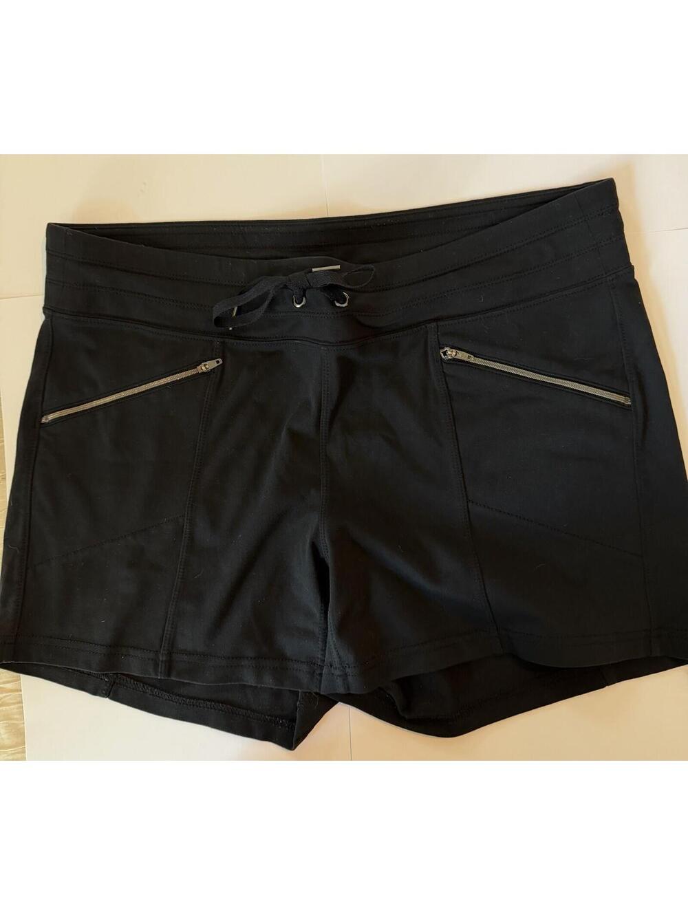 Athleta Women’s Large Black Athletic Shorts Zip Pockets Drawstring Activewear